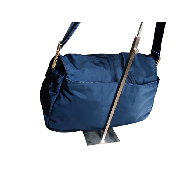 Tory Burch Billy Nylon Messenger Diaper Bag Blue Crossbody Adjustable Logo Tote - Picture 8 of 16